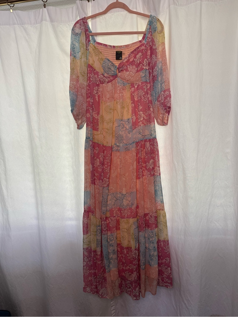 Taylor Pink Multi Patchwork Floral Maxi Dress